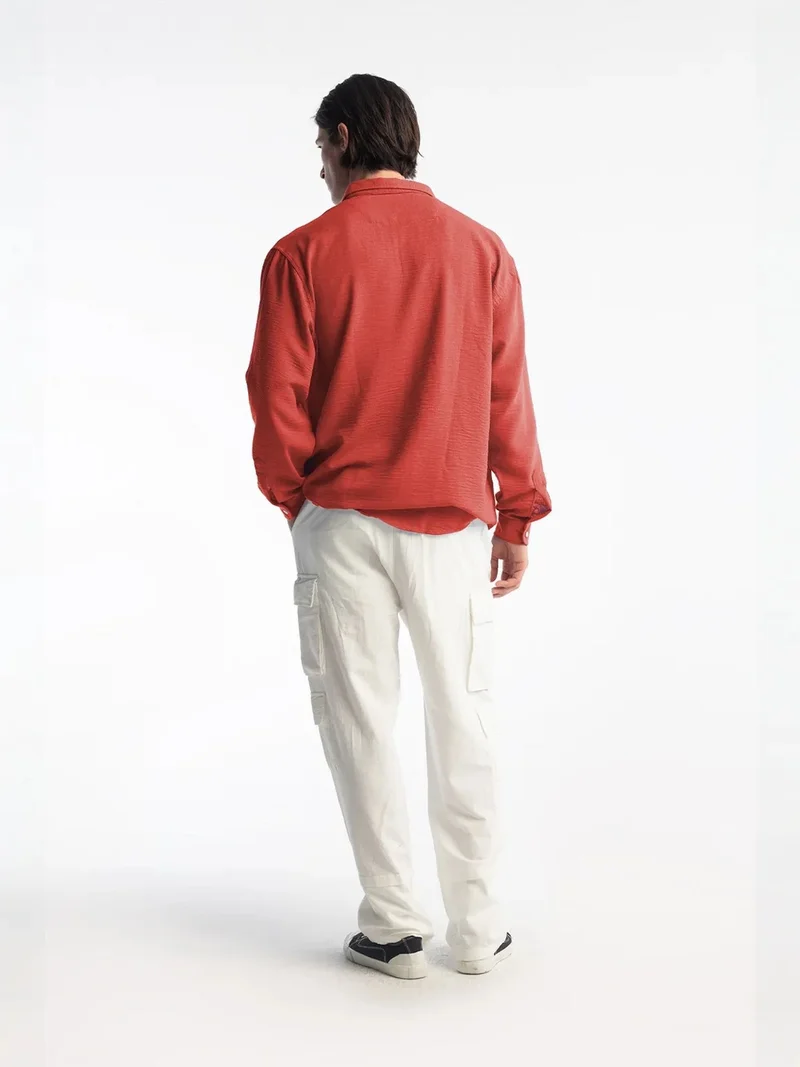 Giesto Red GIESTO Oversized Button-Up Long Sleeve Shirt for Men | Best Price UAE